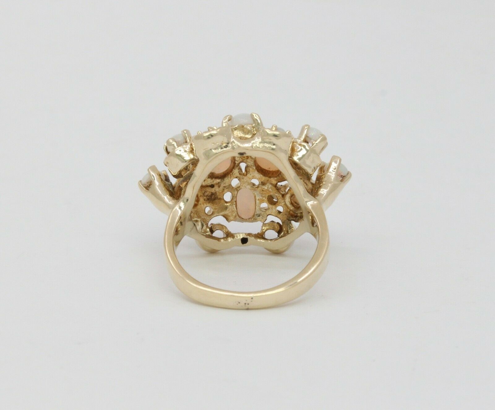 Vintage 14K Yellow Gold Opal Cluster Cocktail Ring