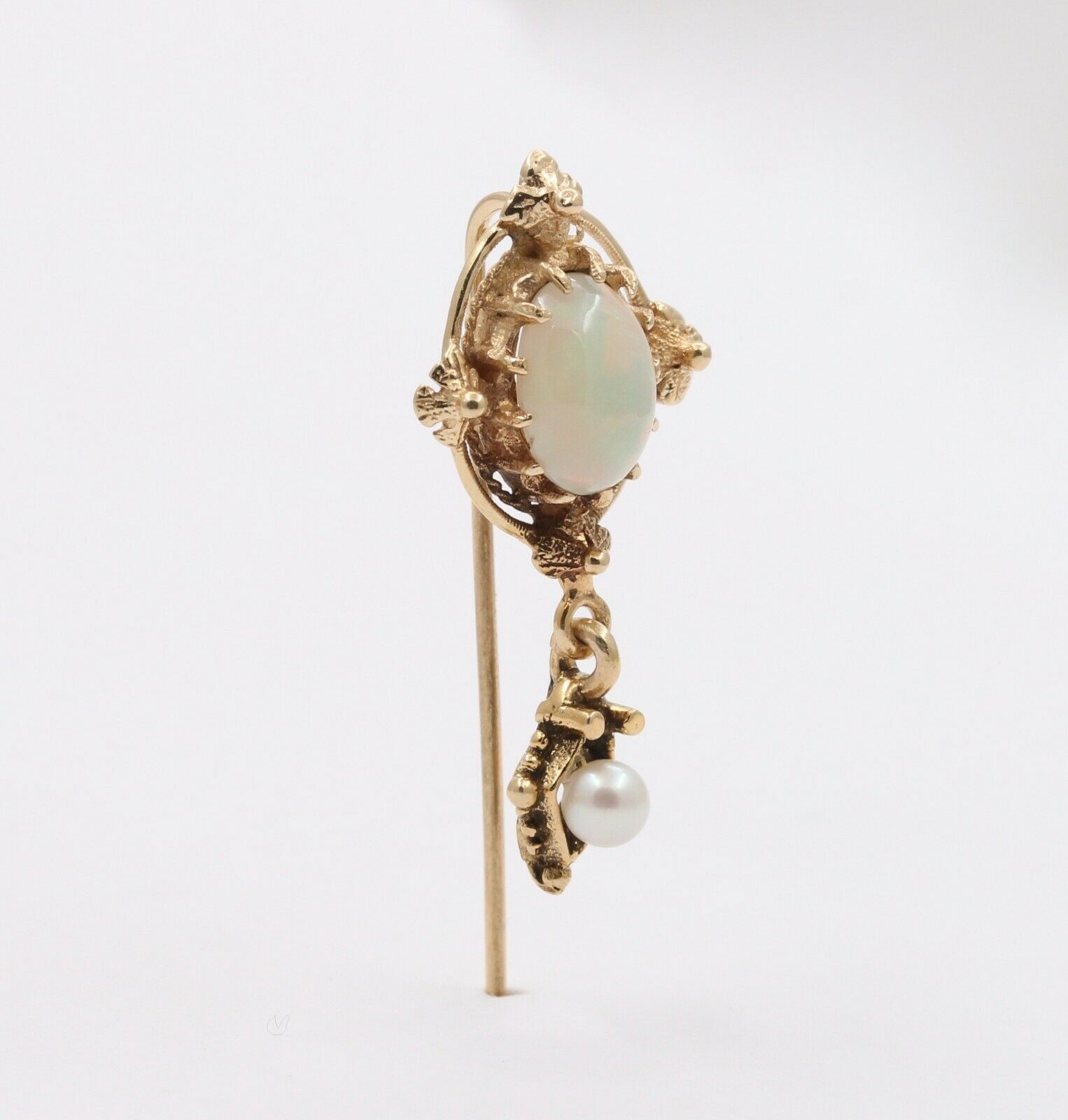 Vintage 14K Yellow Gold Opal Pearl Stick Pin