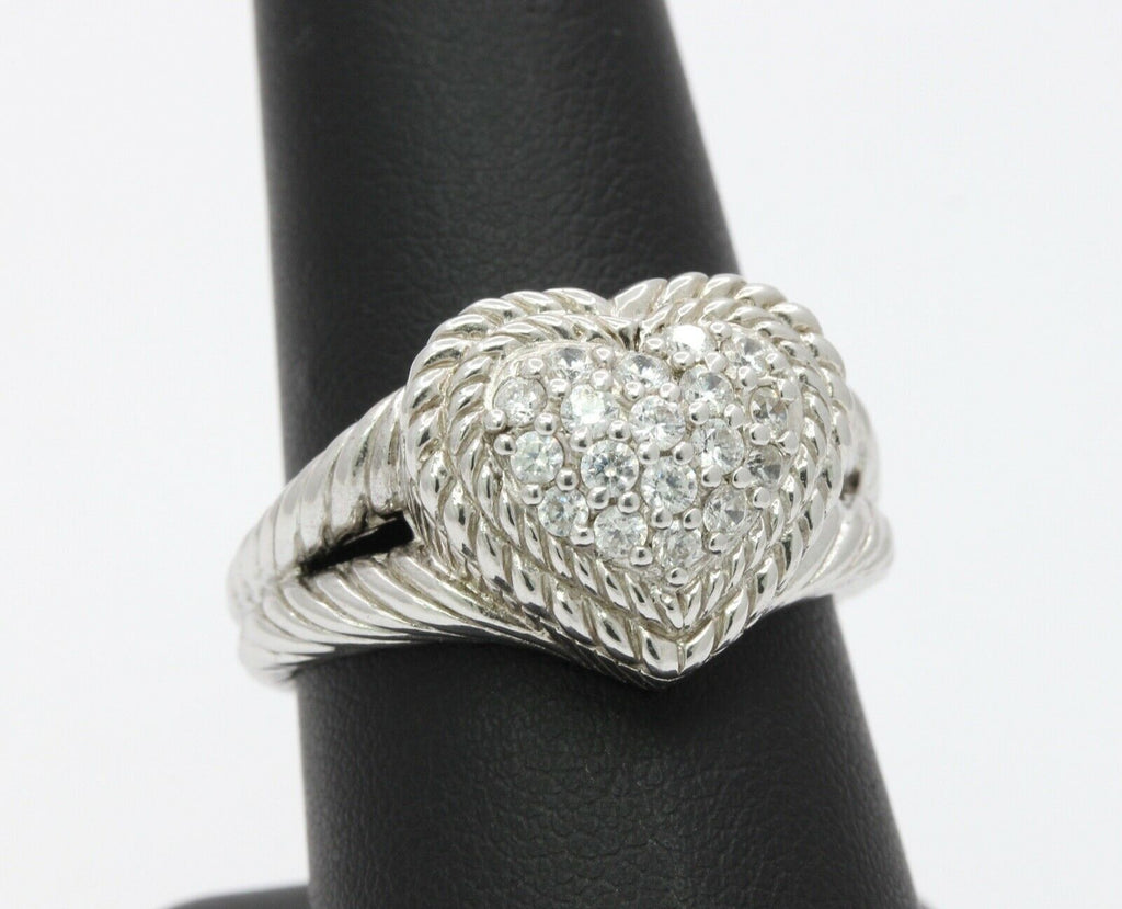 Vintage Judith Ripka Sterling Silver CZ Heart Ring