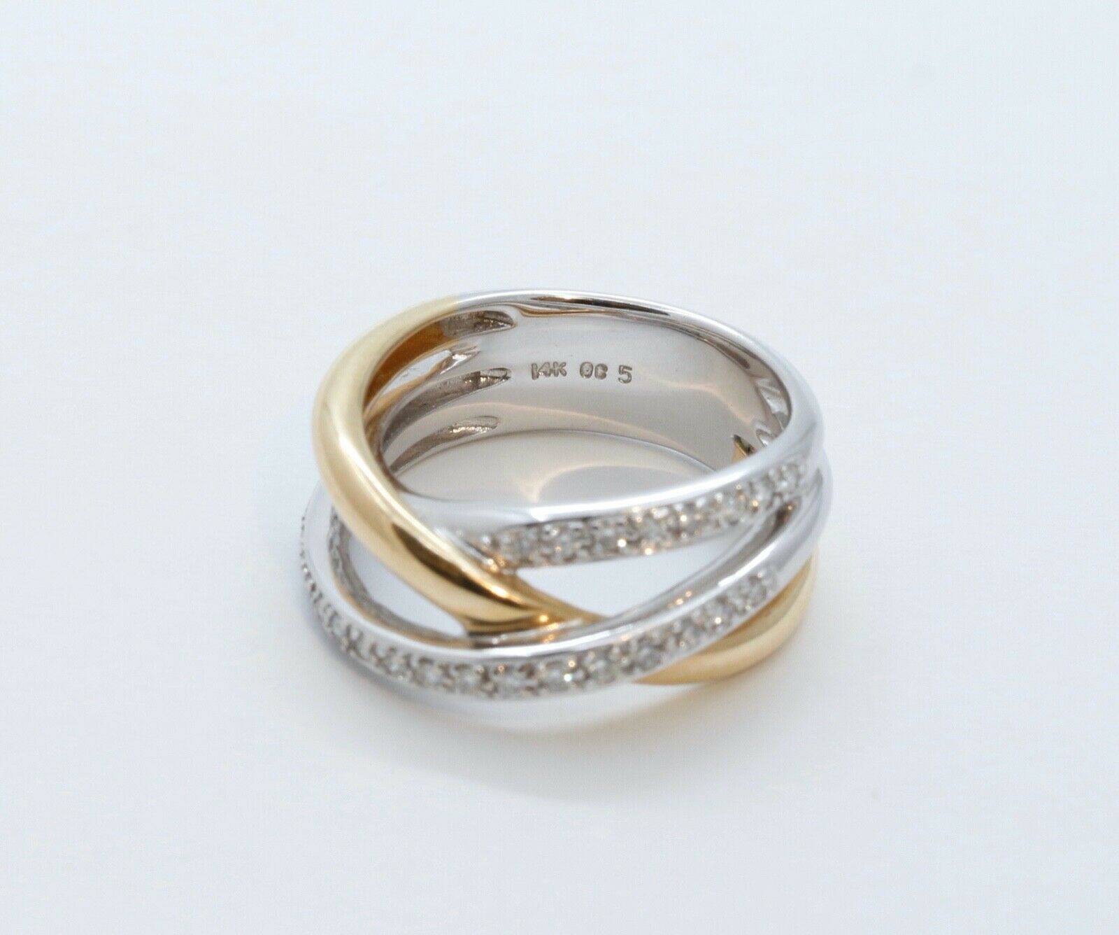 Vintage Diamonds 14K White Yellow Gold Trinity Ring