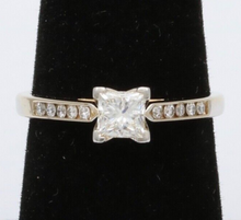 Load image into Gallery viewer, Vintage 18K Gold Princess Cut Diamond 18K WG Platinum Engagement Ring Band
