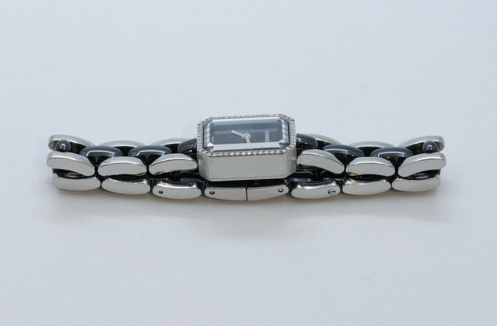 Chanel Premiere Mini Watch H2163 Diamonds Steel Black Ceramic