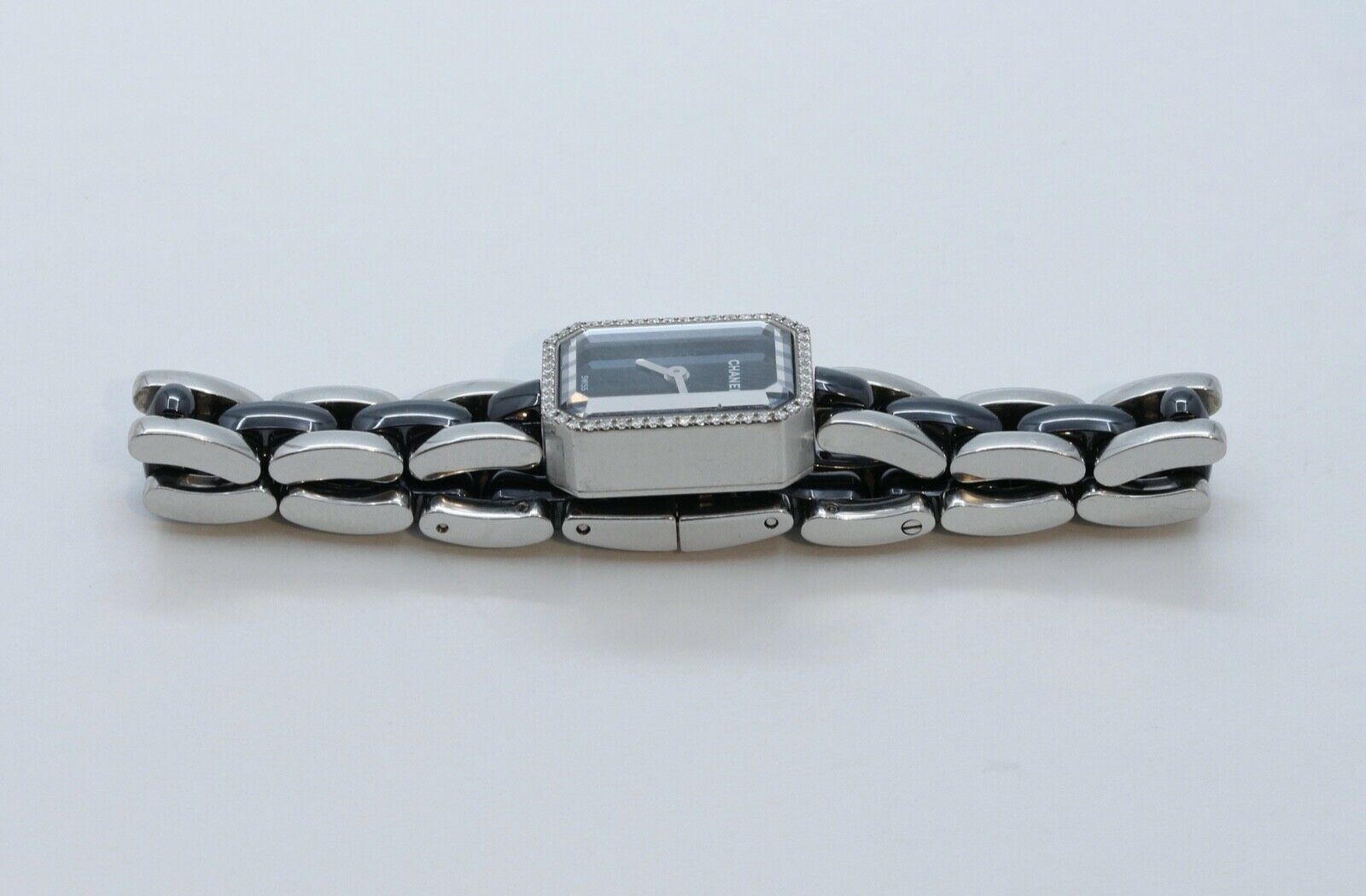 Chanel Premiere Mini Watch H2163 Diamonds Steel Black Ceramic