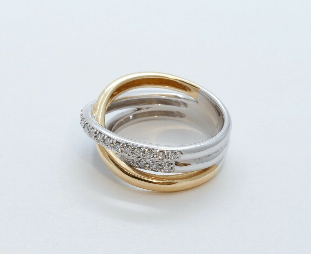 Vintage Diamonds 14K White Yellow Gold Trinity Ring