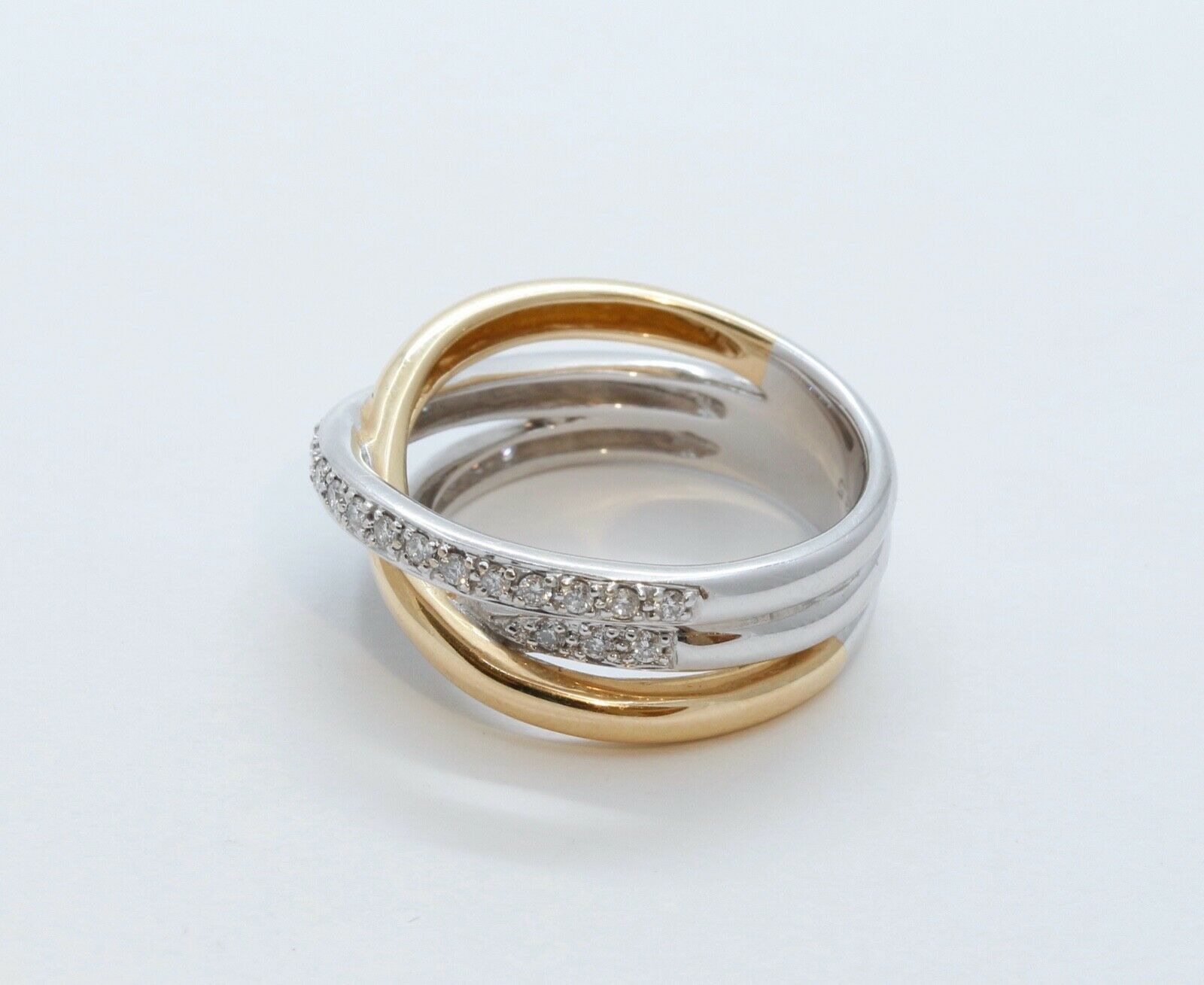 Vintage Diamonds 14K White Yellow Gold Trinity Ring