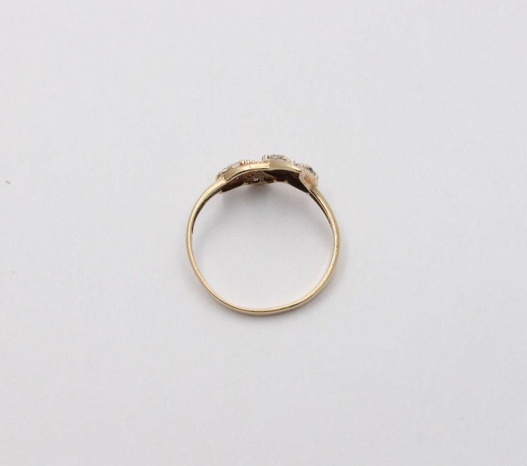 Vintage Witches Hearts Diamonds 10K Yellow Gold Ring