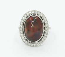 Load image into Gallery viewer, Vintage Platinum Black Australian Opal Diamond Cocktail Ring
