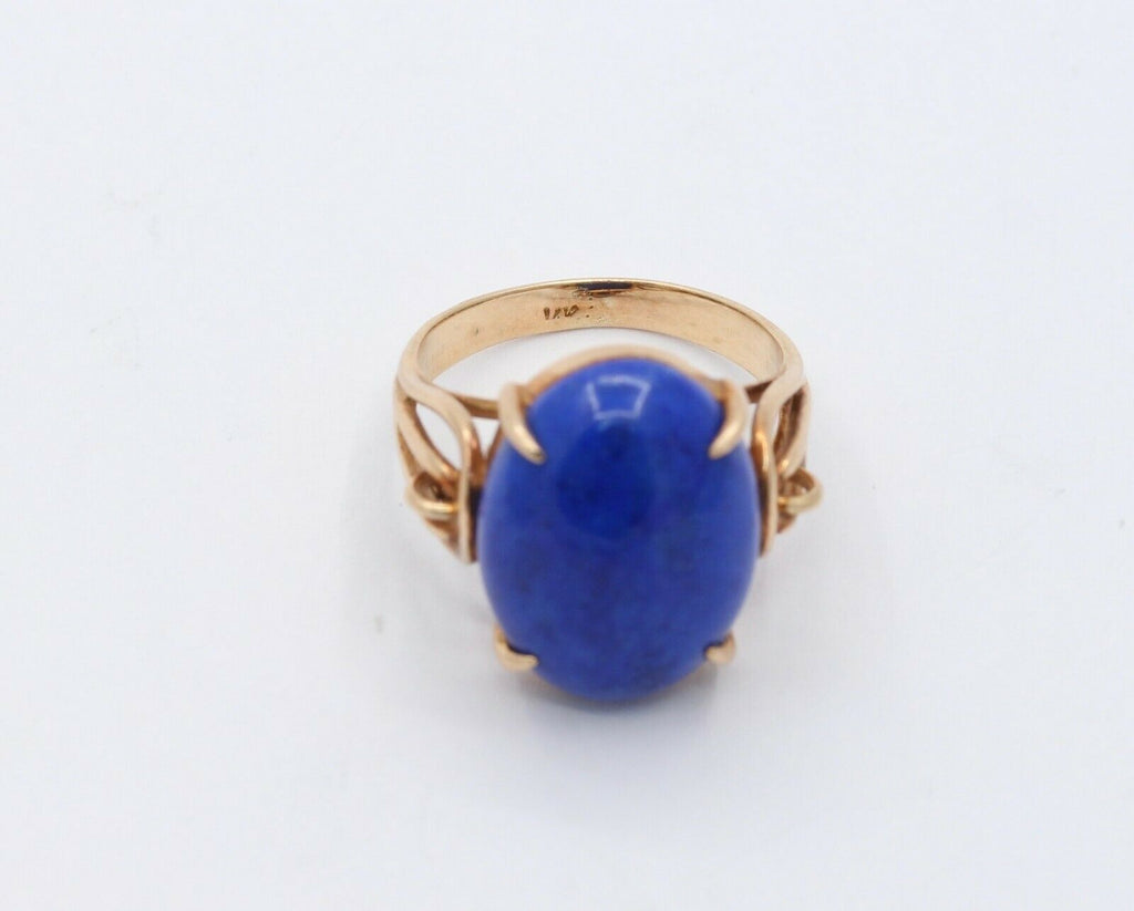 Victorian 14K Yellow Gold Lapis Statement Ring