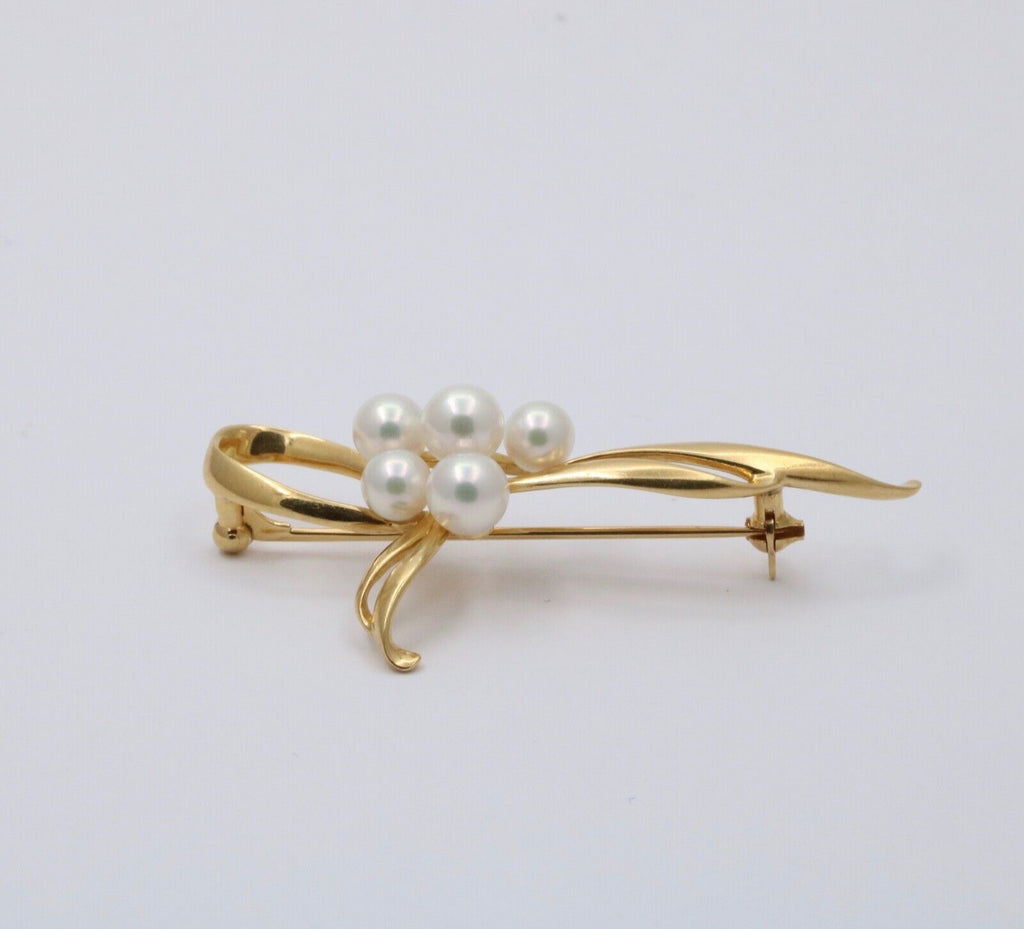 Vintage Mikimoto Cultured Pearl Bow Brooch, Pin