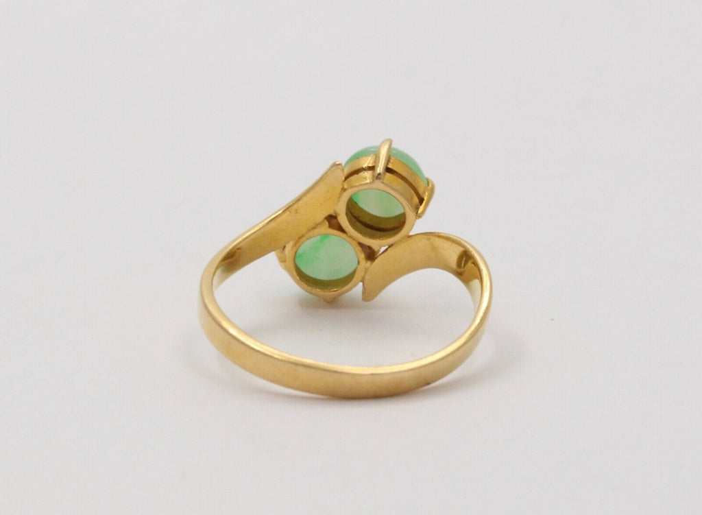 Vintage Jade 18K Yellow Gold Bypass Ring