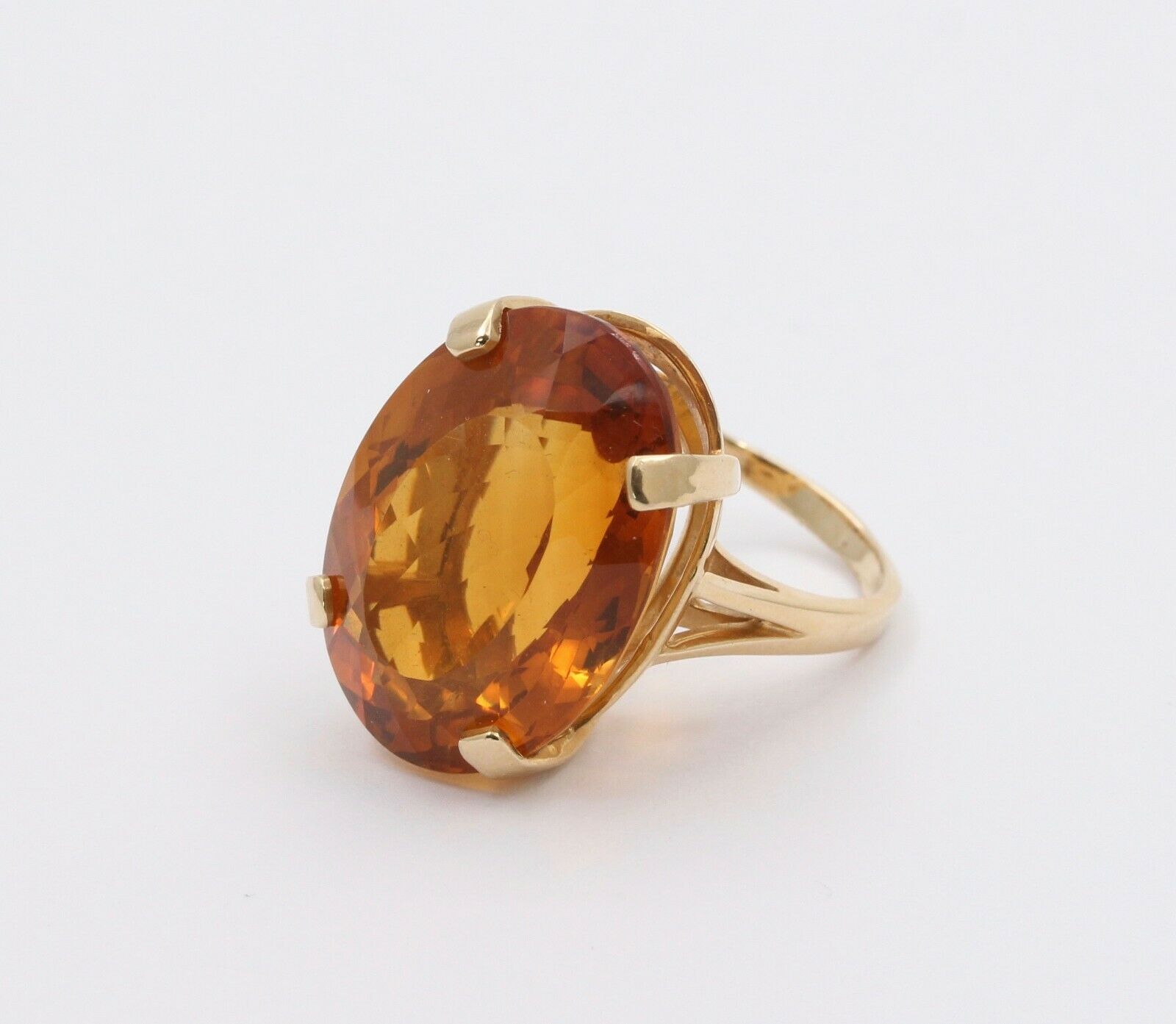Large Vintage 14K Yellow Gold Citrine Statement Ring