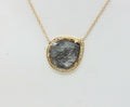 Vintage 14K Yellow Gold Sagenitic Quartz Diamond Pendant