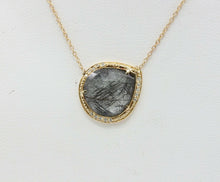 Load image into Gallery viewer, Vintage 14K Yellow Gold Sagenitic Quartz Diamond Pendant
