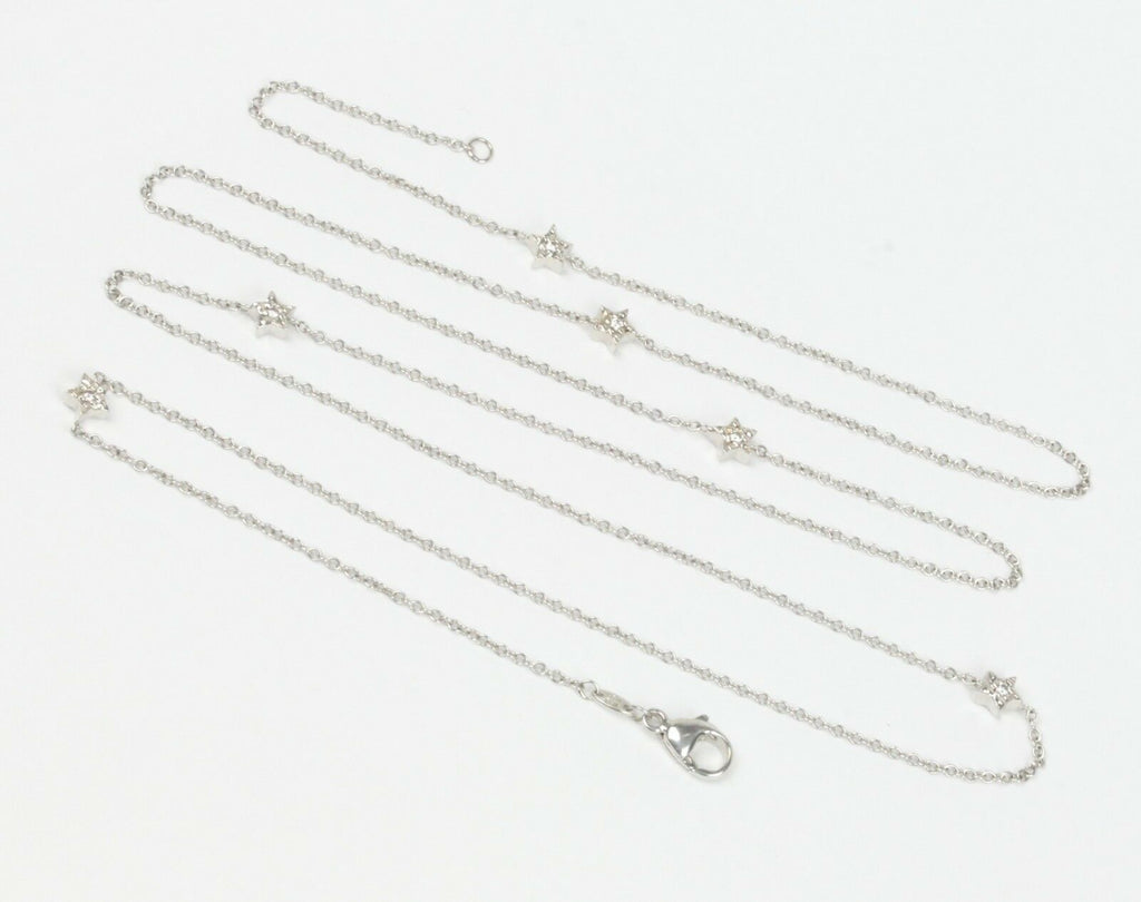 Vintage 18k White Gold Diamond Stackable Necklace