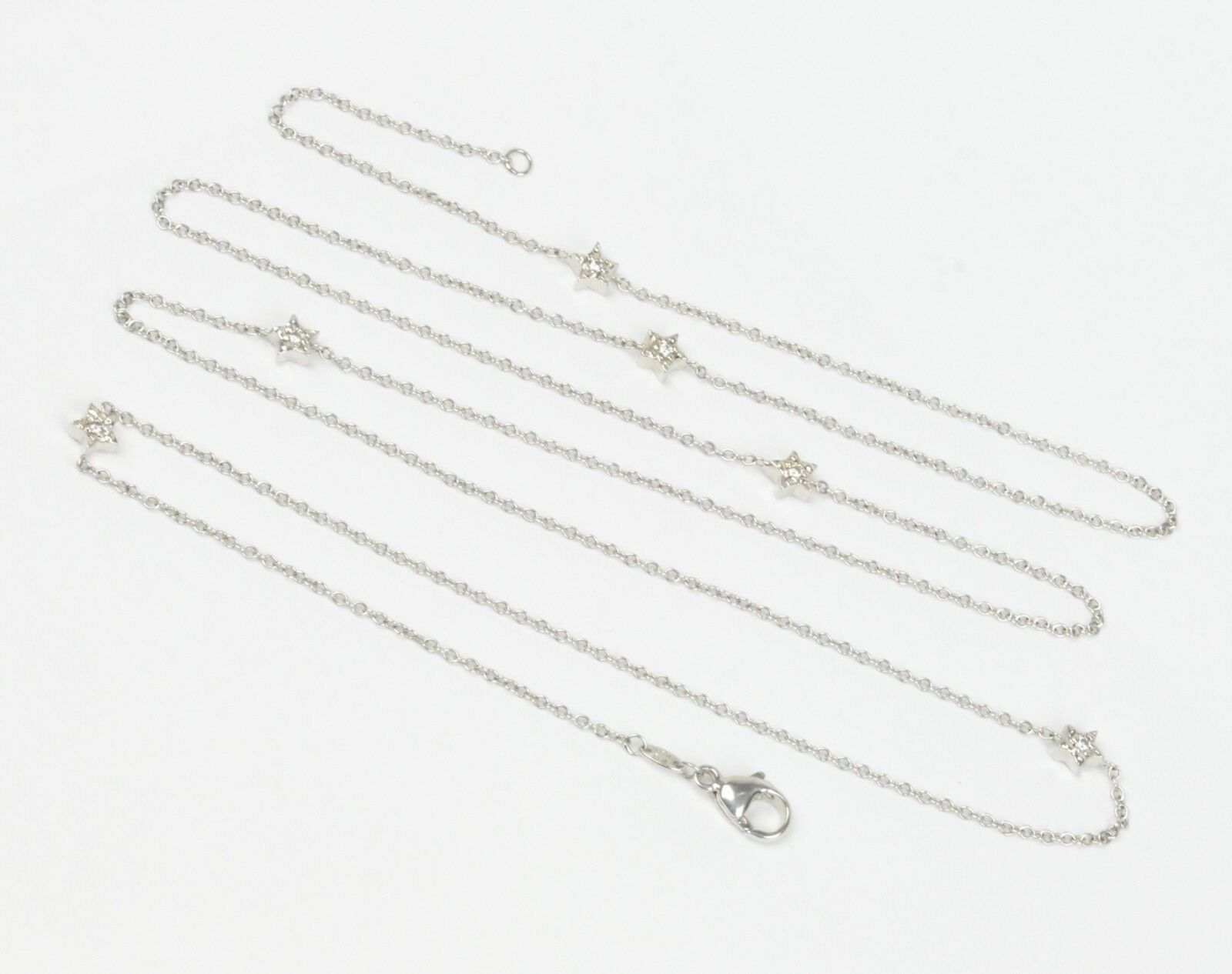 Vintage 18k White Gold Diamond Stackable Necklace