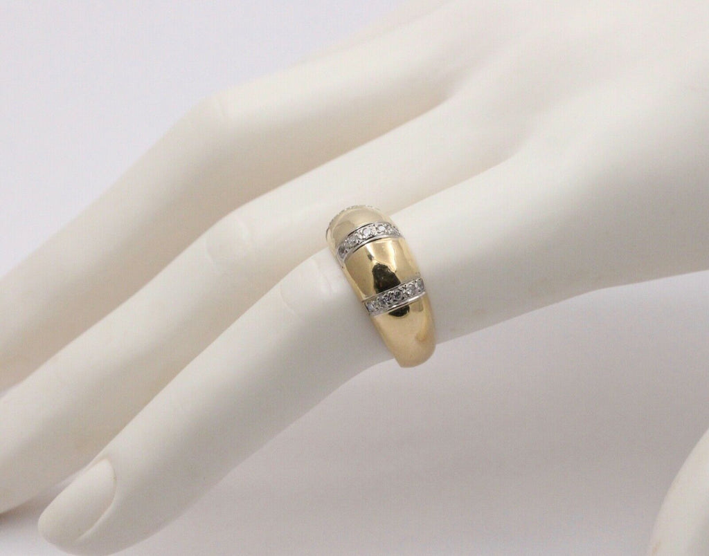 Vintage Diamond Yellow White Gold Dome Ring