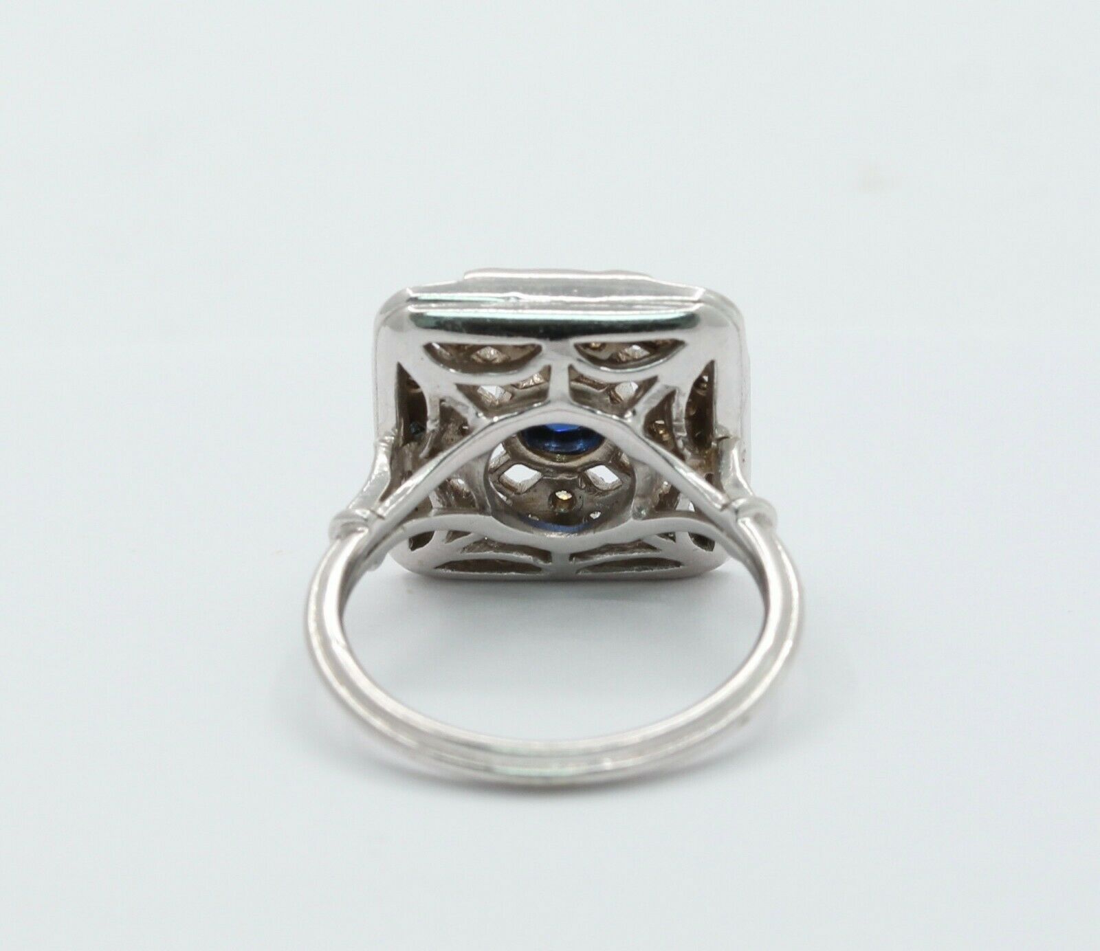 Vintage 18K White Gold Sapphire & Diamond Alternative Engagement Ring
