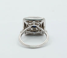 Load image into Gallery viewer, Vintage 18K White Gold Square Sapphire Diamond Alternative Engagement Ring
