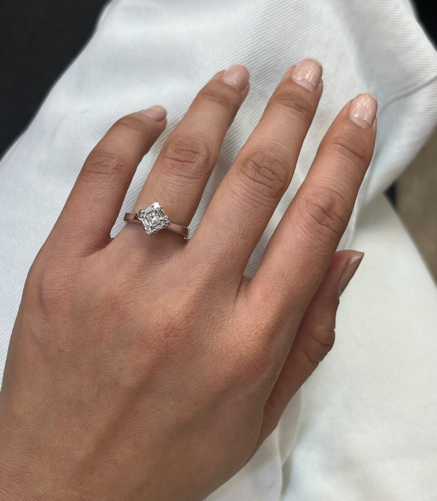 Vintage 14K White Gold Diamond Engagement ring , Anniversary Ring.