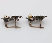 Load image into Gallery viewer, Victorian 10K Gold Diamond And Pearl Earrings
