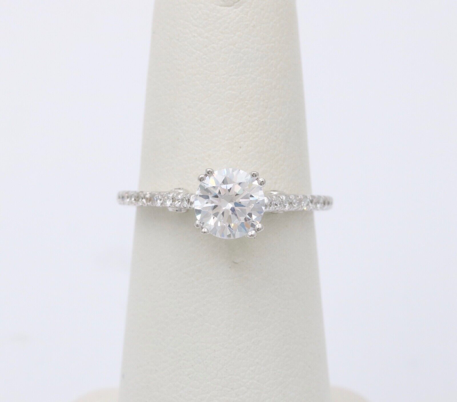 The Elegant 18K White Gold White Sapphire & Diamond Engagement Ring
