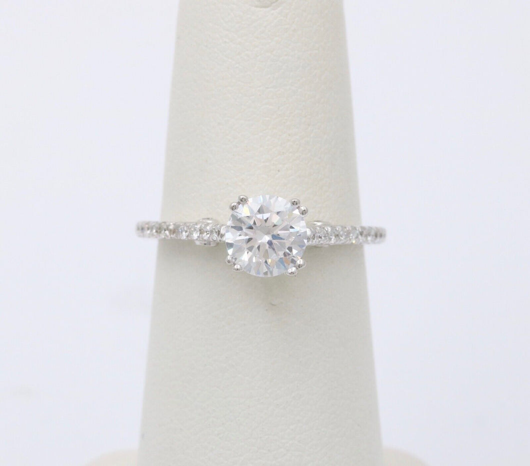 The Elegant 18K White Gold White Sapphire & Diamond Engagement Ring