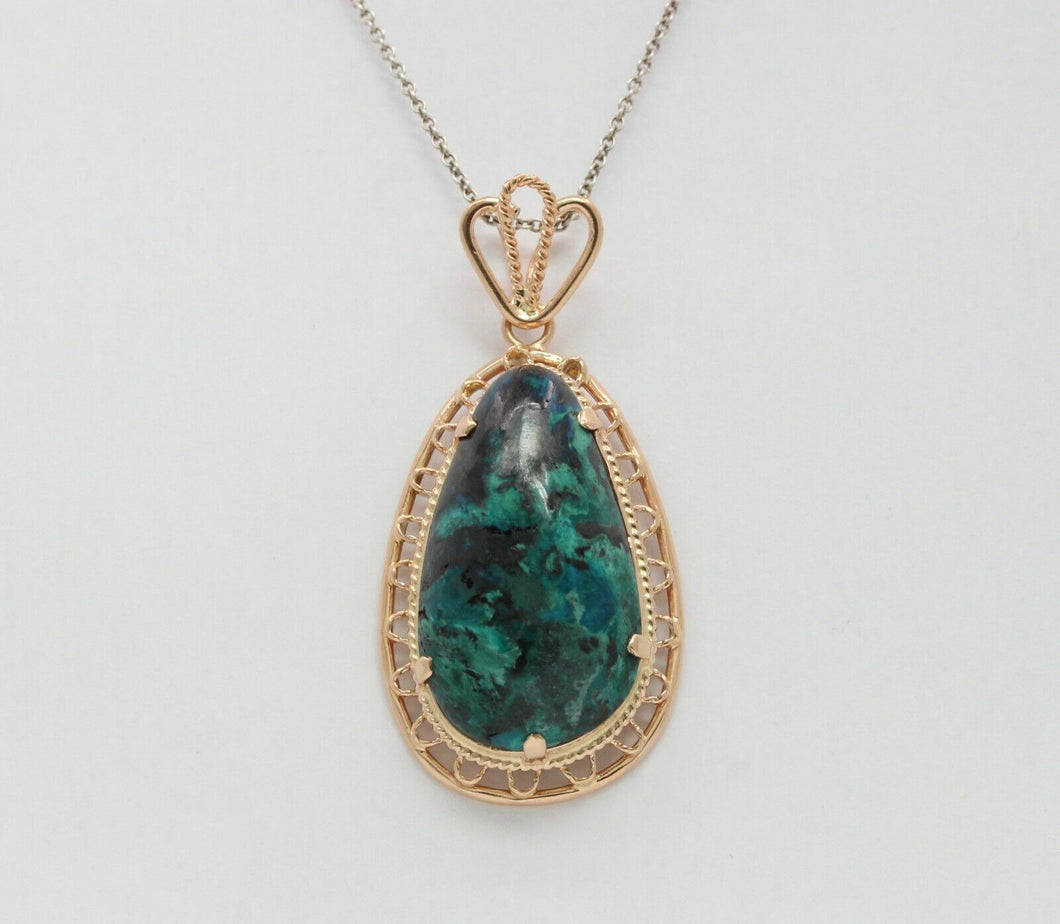 Vintage 14K Yellow Gold Turquoise Pendant