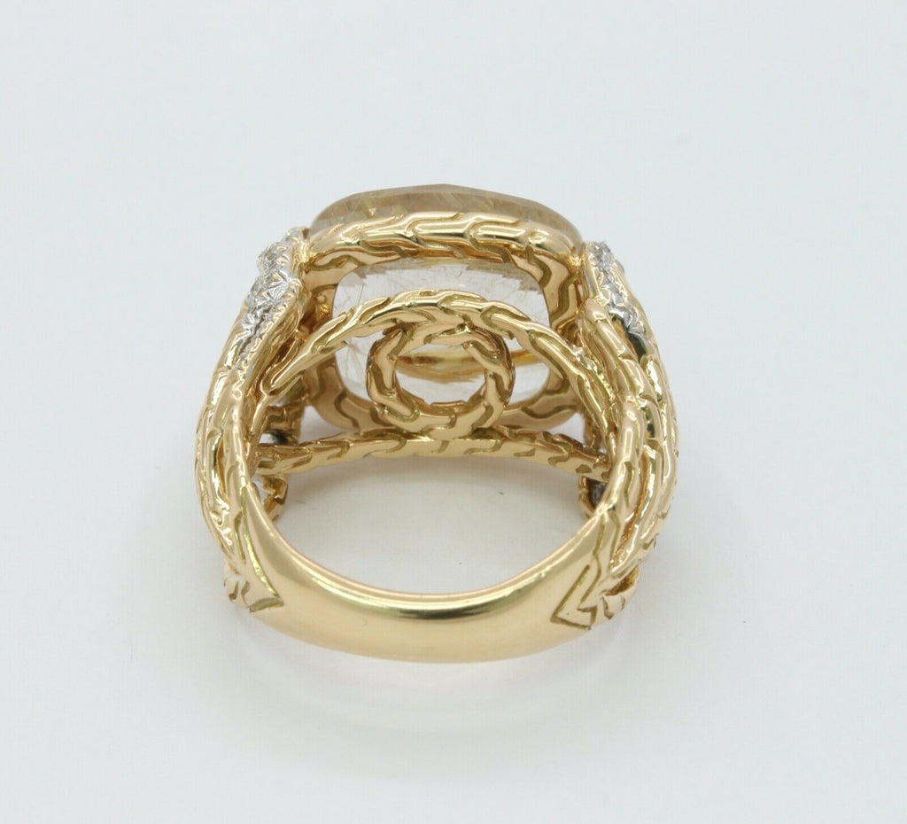 Vintage John Hardy Rutilated Quartz Diamonds Leaf Ring