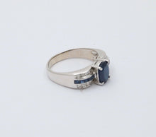 Load image into Gallery viewer, Classic 14K White Gold Sapphire and Diamond Ring Band, Engagement Ring.
