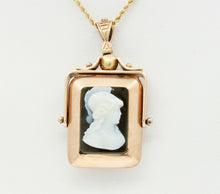 Load image into Gallery viewer, Victorian 10K Gold Onyx Sardonyx Spinning Locket Pendant Chain
