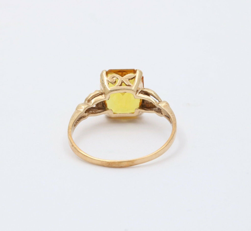 Vintage 14K Yellow Gold Synthetic Citrine Split Shank Ring Band