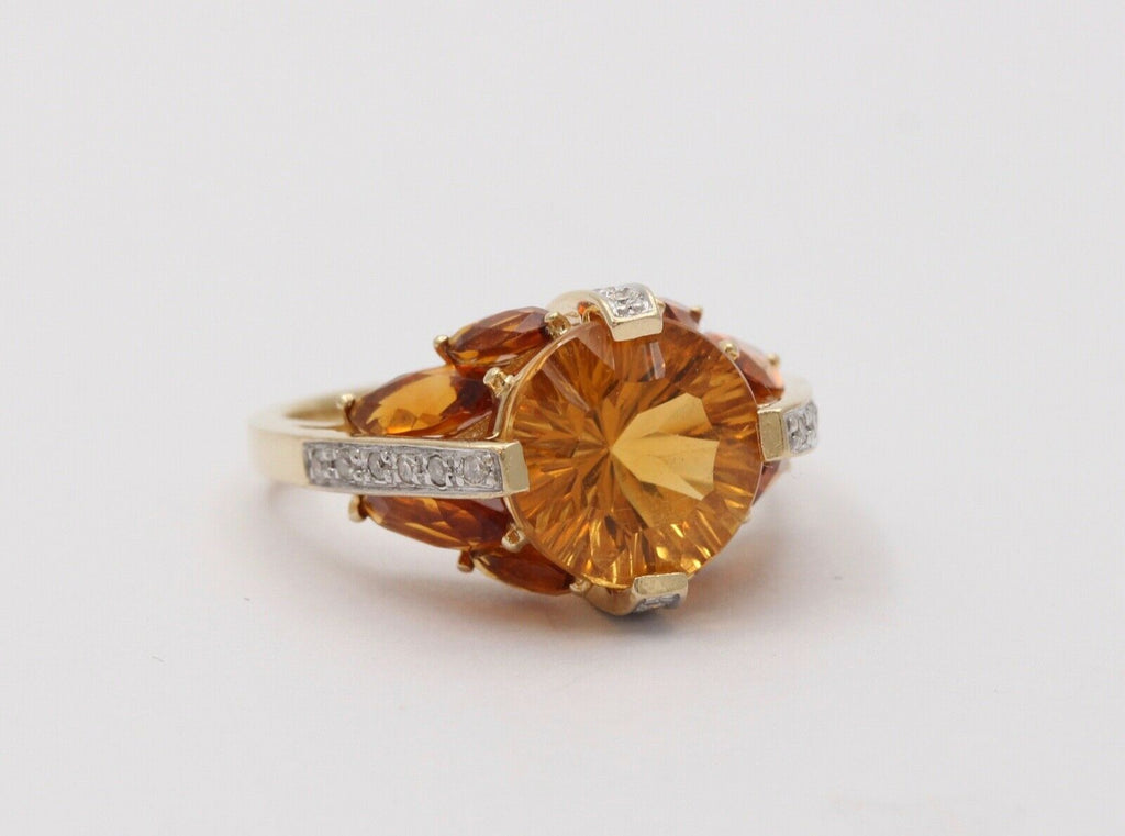 Architectural Dome Citrine & Diamond In 14K Yellow & White Gold Ring