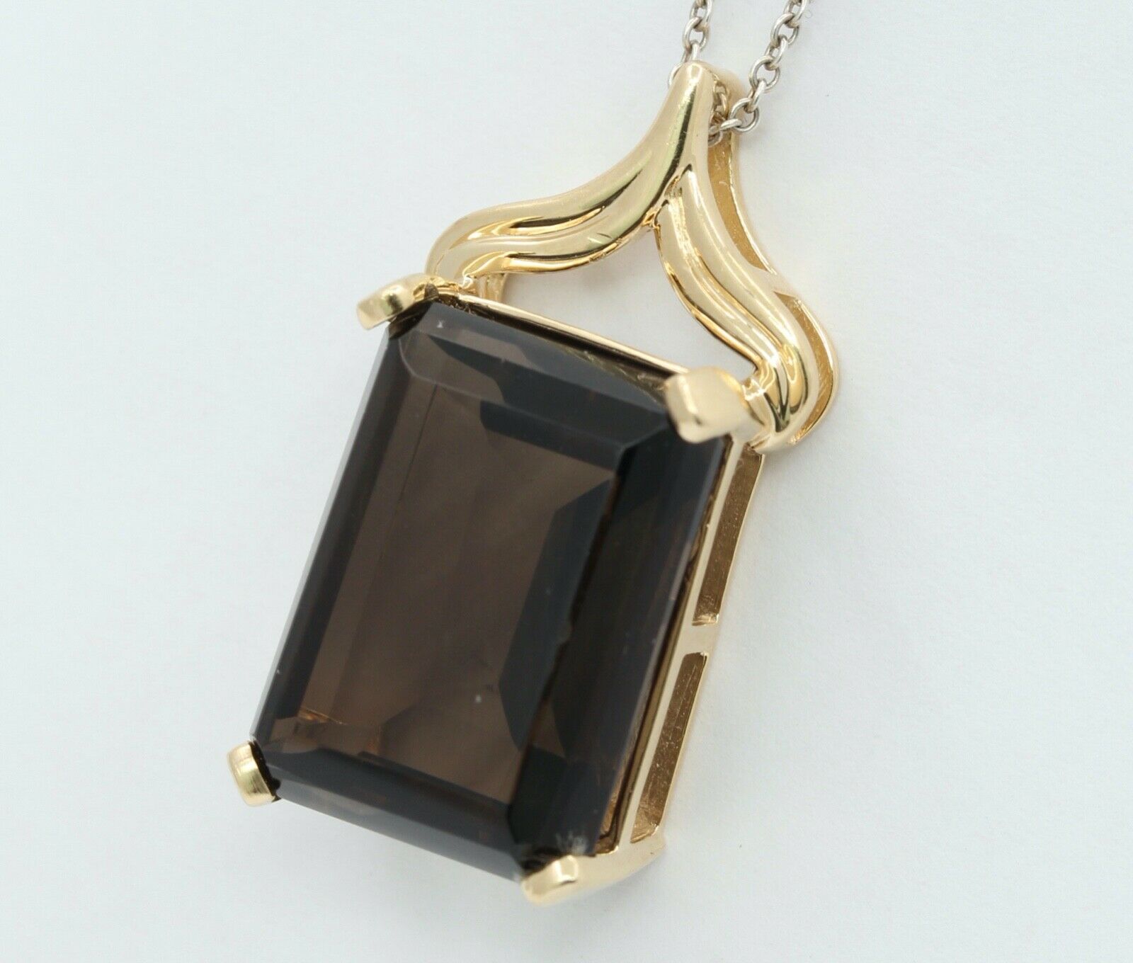 Vintage Smoky Quartz 14K Yellow Gold Pendant