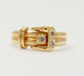 Vintage Estate Belt Buckle Diamond 14K Yellow Gold Ring Band, Stacking Ring.