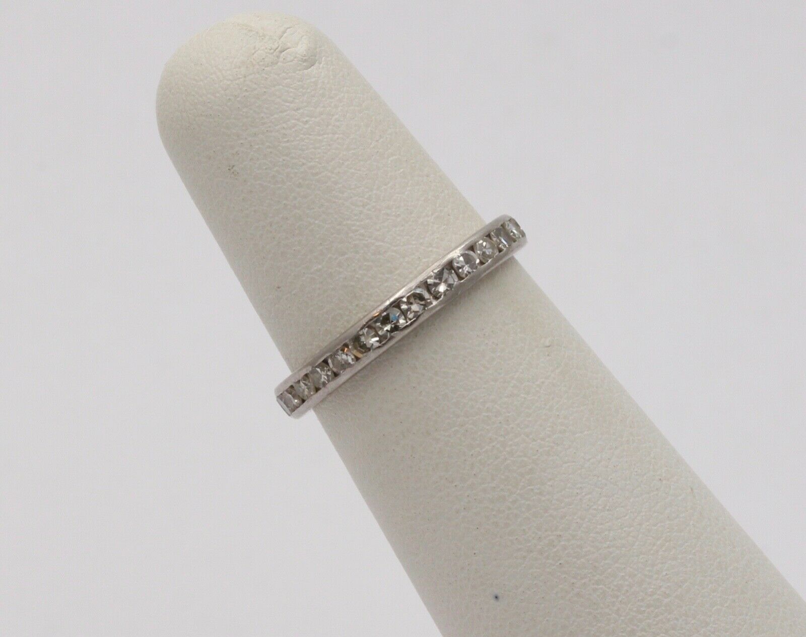Classic Art Deco 18K White Gold Single Cut Diamonds Eternity Ring, Band , Weddin