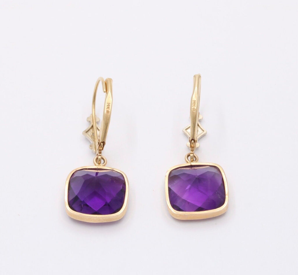 Sweet Vintage 14K Yellow Gold Amethyst Earrings