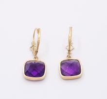 Load image into Gallery viewer, Sweet Vintage 14K Yellow Gold Amethyst Earrings
