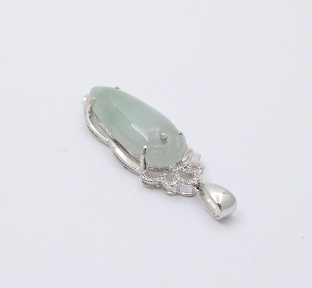 Vintage 18K White Gold Longevity Peach Jade Pendant