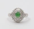 Vintage Jade Baguette Diamonds Cluster Platinum Ring