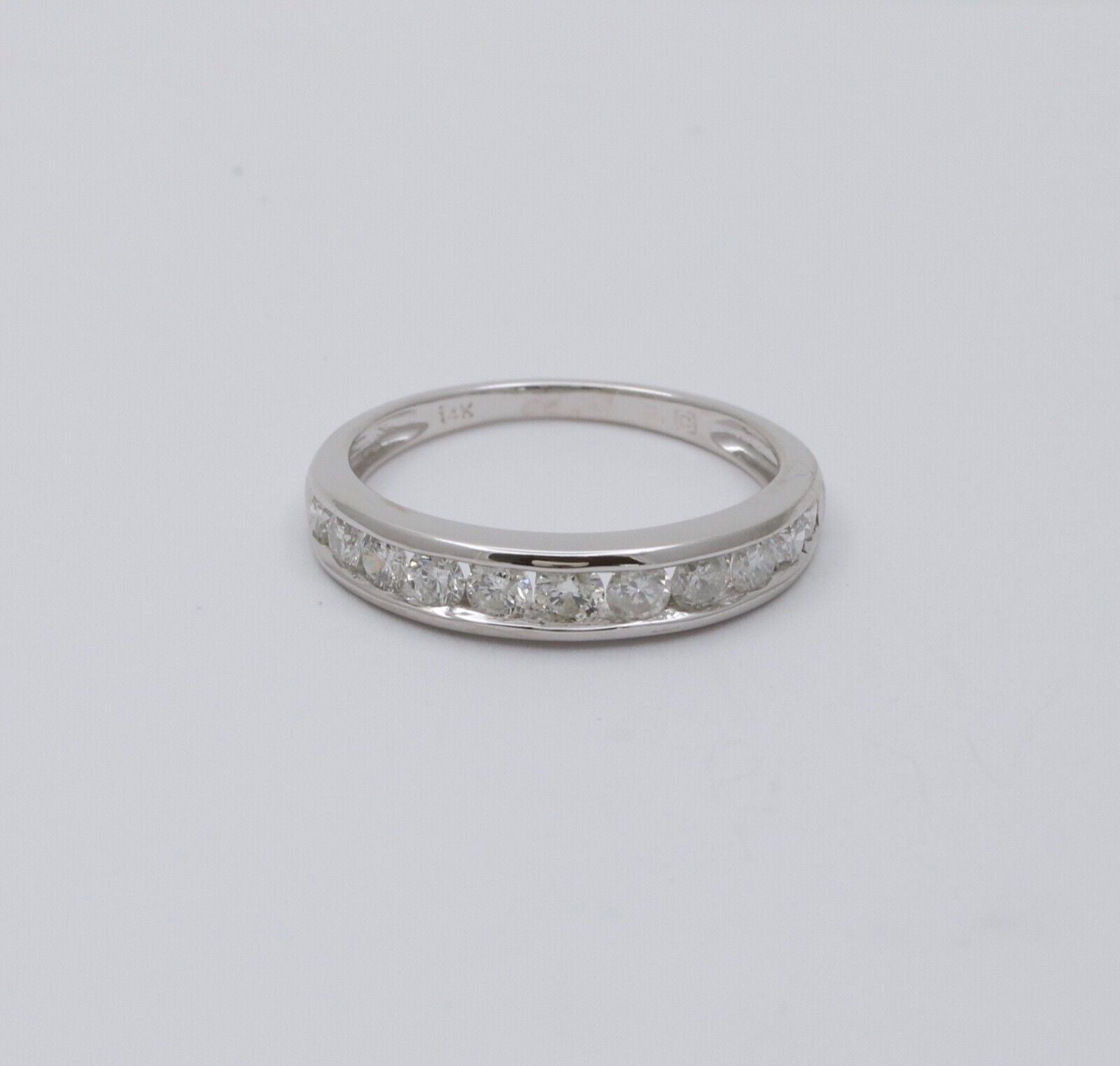 Classic 14K White Gold Diamond Half Eternity Band.