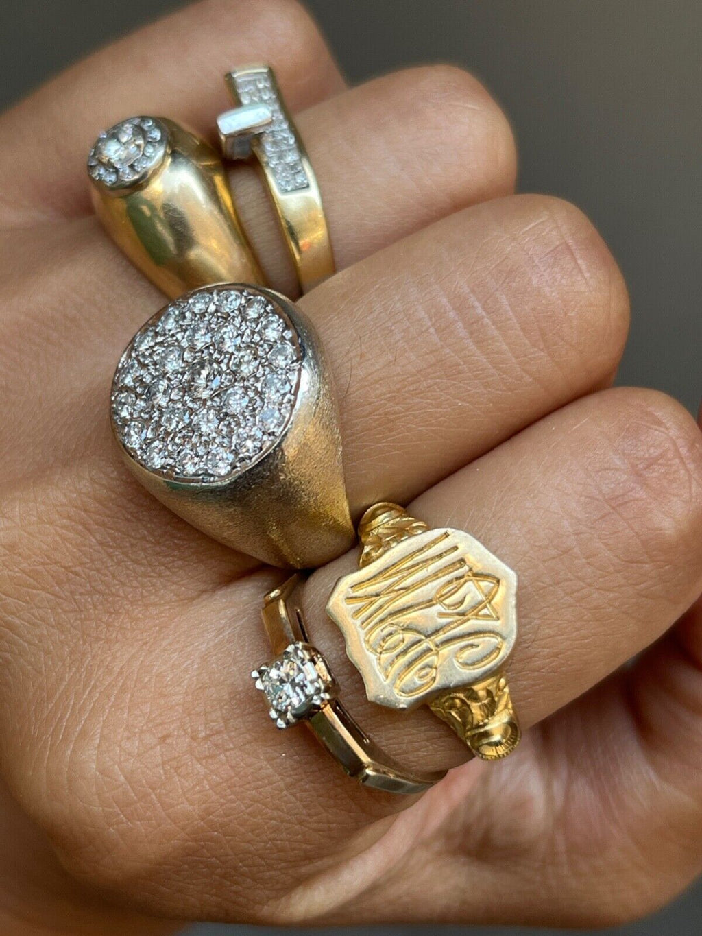 Antique Art Deco 14K Gold Shield Signet Ring, Ring Band