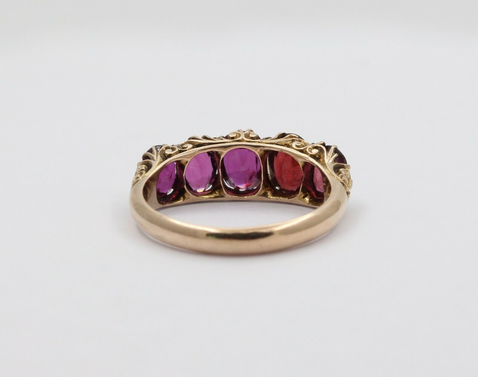 Vintage 14K Yellow Gold 6 stone Tourmaline Ring