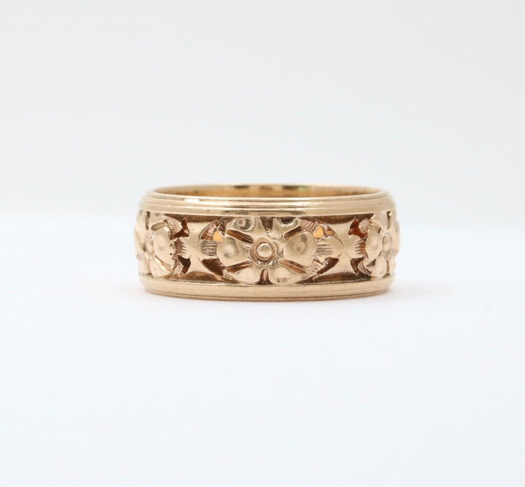 Art Deco Orange Blossom 14K Yellow Gold Wedding Band