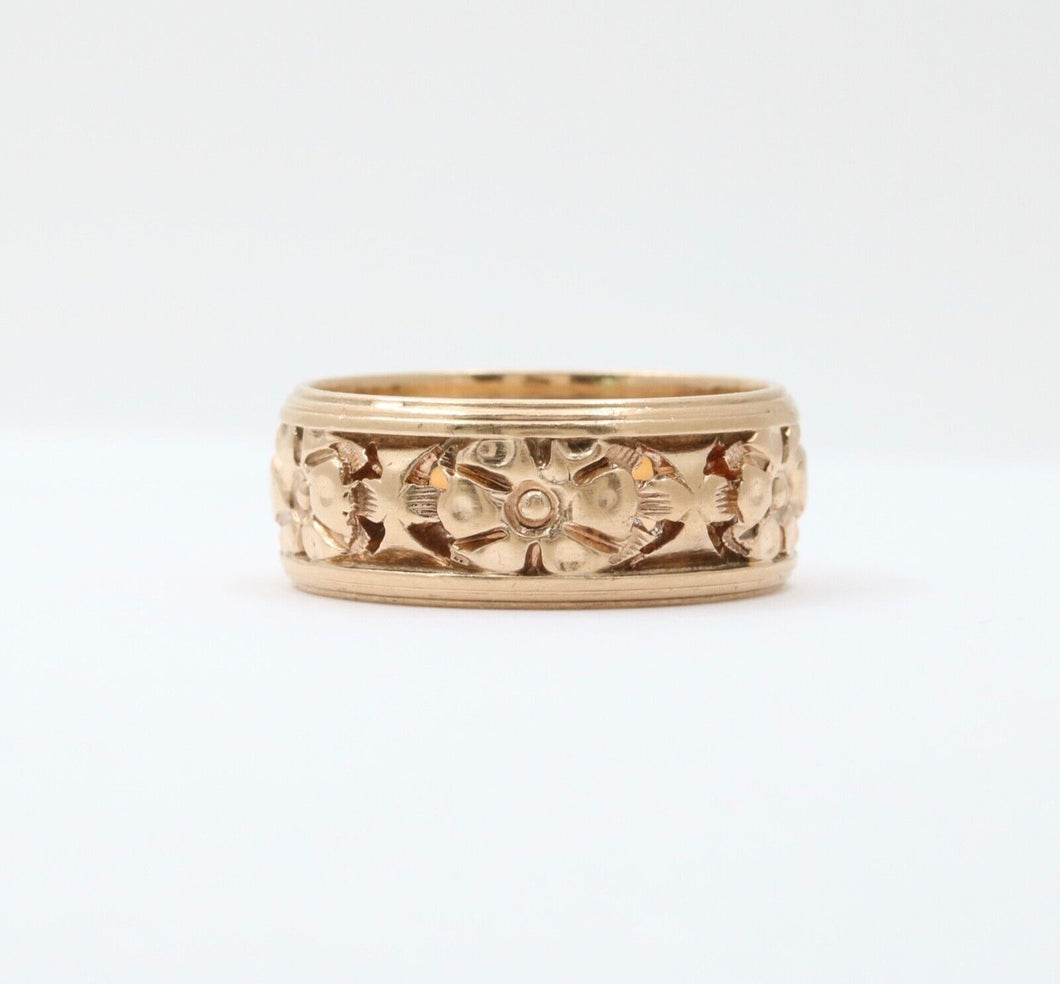 Art Deco Orange Blossom 14K Yellow Gold Wedding Band