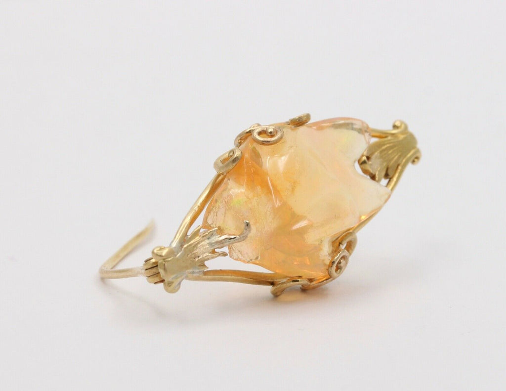 Tiffany and Co. Fire Opal 14K Yellow Gold Vintage Brooch Pin