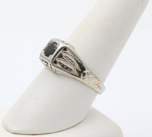 Load image into Gallery viewer, Art Deco Sapphire 14K White Gold Unisex Ring Band
