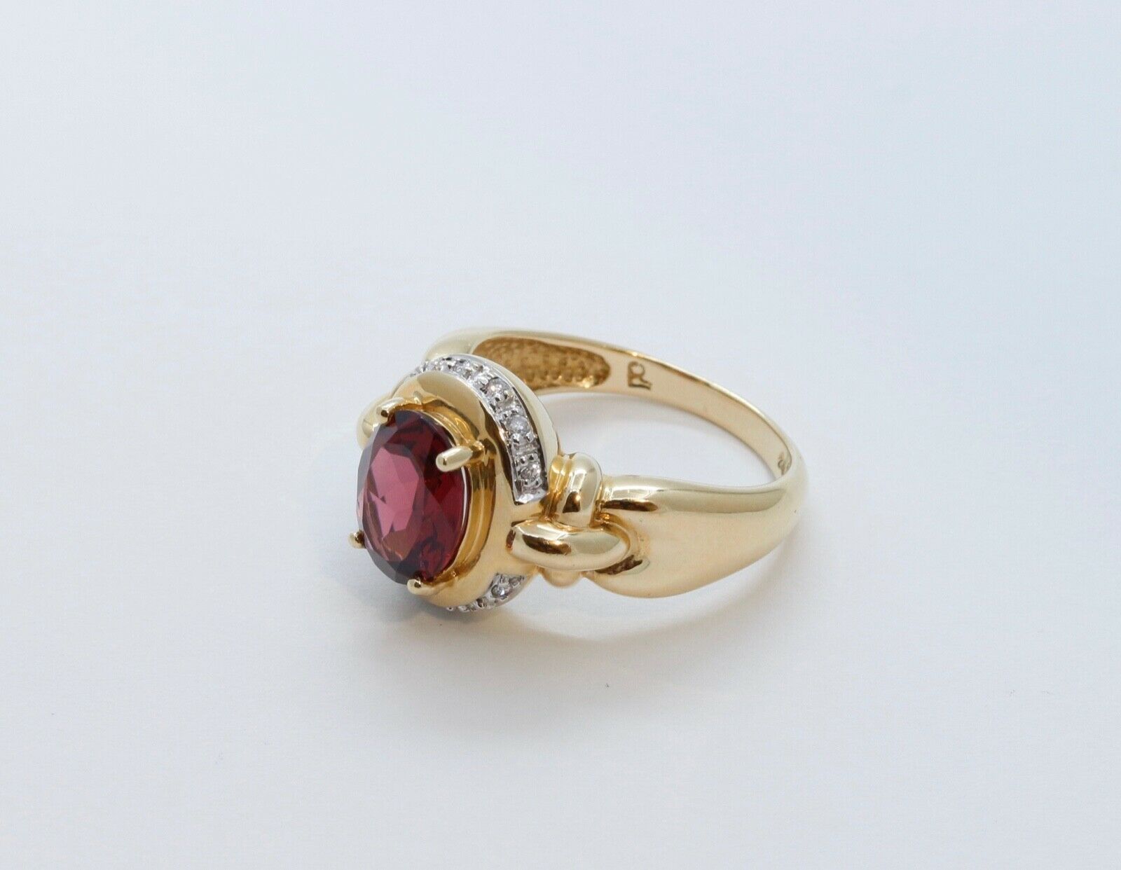 Vintage Tourmaline Diamonds 14K Yellow White Gold Cocktail Ring
