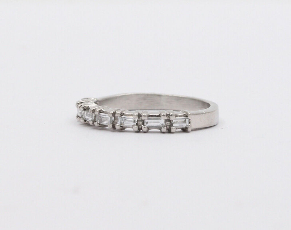 Vintage Ladies Wedding Band Baguette Diamonds Platinum Ring