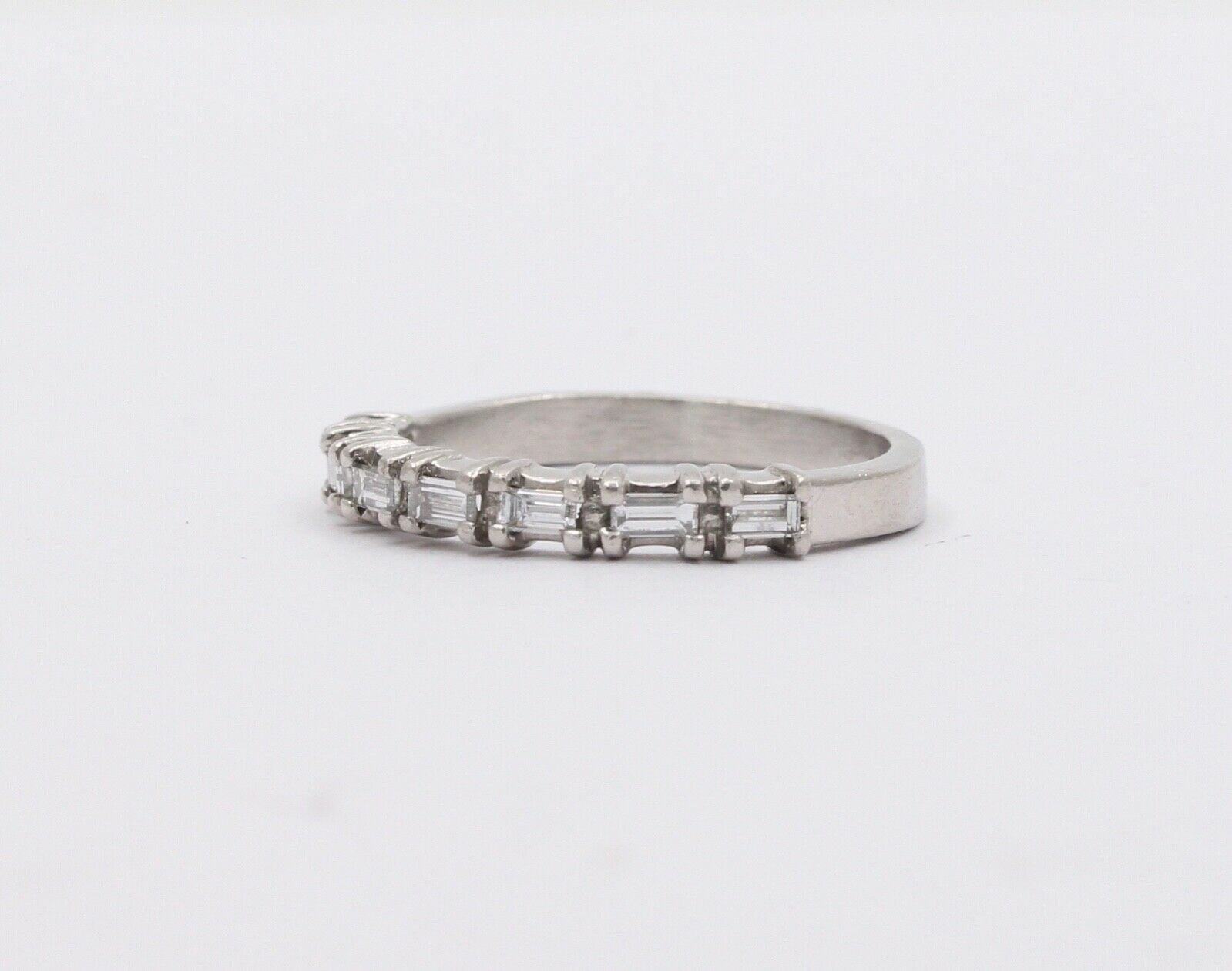 Vintage Ladies Wedding Band Baguette Diamonds Platinum Ring