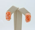 Carved Coral Flower 14K Yellow Gold Earrings